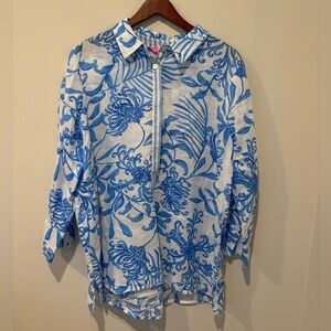 Lilly Pulitzer Blue and White Floral Blouse